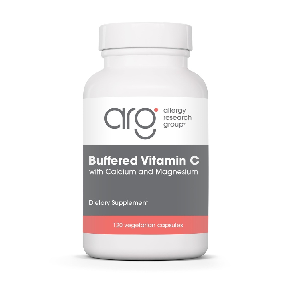 Allergy Research Group Buffered ויטמין C - Buffered ויטמין C 100 מ"ג לשרת, Ascorbic Acid אבקת קפסולות עם Calcium Magnesium Complex, Immune Health - 120 קפסולות