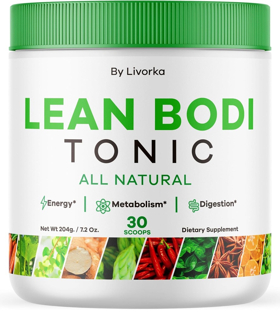 LIVORKA Lean Bodi Tonic, כל אבקת פורמולה מתקדמת טבעית - 30 משרתים במשך חודש אחד