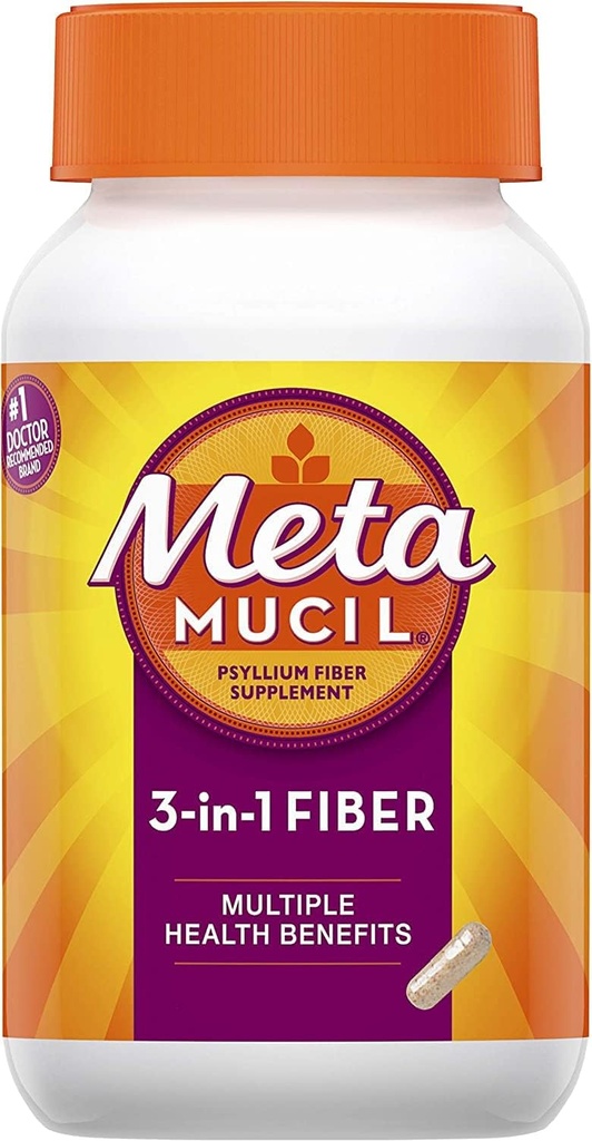 Meta Mucil 3 ב 1 MultiHealth סיבים תוספי קפסולות - 100 קפסולות, Pack של 6