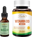Lovita Bee Propolis נוזל לחלץ ויטמין D3 Softgel תוספי Bundle