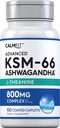 Piping Rock KSM-66 Ashwagandha L-theanine תוסף | 800mg | 100 Caplets | Advanced Complex Root Extracted | טבעוני, Non-GMO, Gluten Free