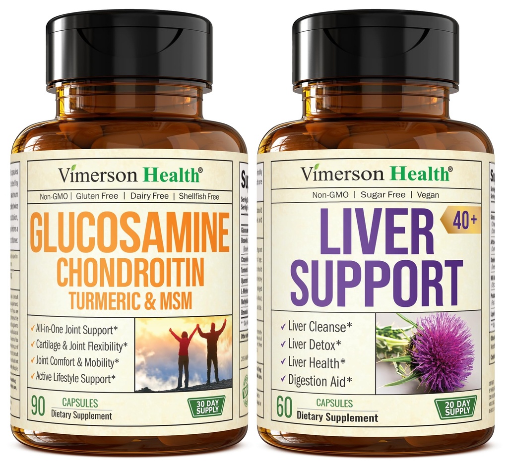 Glucosamine Chondroitin MSM עם Turmeric Boswellia & Liver ניקוי של Detox & תיקון 40+ Liver תוספת עם 50% Silymarin חלב תמצית עבור משותף ו Liver תומך