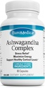 EuroMedica Ashwagandha Complex - תוספת לתמיכה בבריאות Adrenal - תוספת Ashwagandha עם Rhodiola Rosea Extracta - תוסף צמחי לתמיכה באנרגיה וריכוז - 60 קפסולות