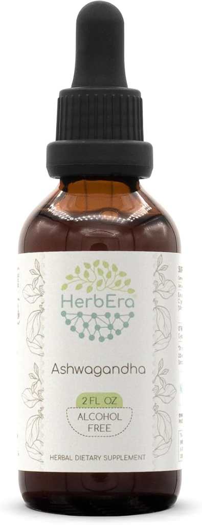 HerbEra Ashwagandha B60 אלכוהול חינם Herbal לחלץ Tincture, Super-Concentrated (Shui Qie, ההודי גינזנג, עםניה Somnifera) 2 fl oz