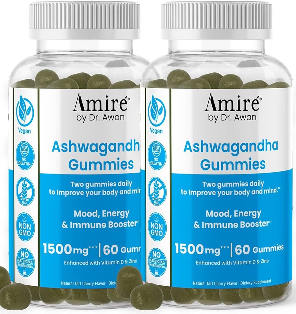 ד"ר Awan Ashwagandha Gummies, Mood, Energy & Immune Booster, 120ct, 60 יום אספקה