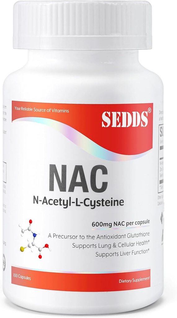 תוספי N-Acetyl Cysteine (NAC) 600 מ"ג, 100 ואג קפסולות - non-GMO, Gluten Free