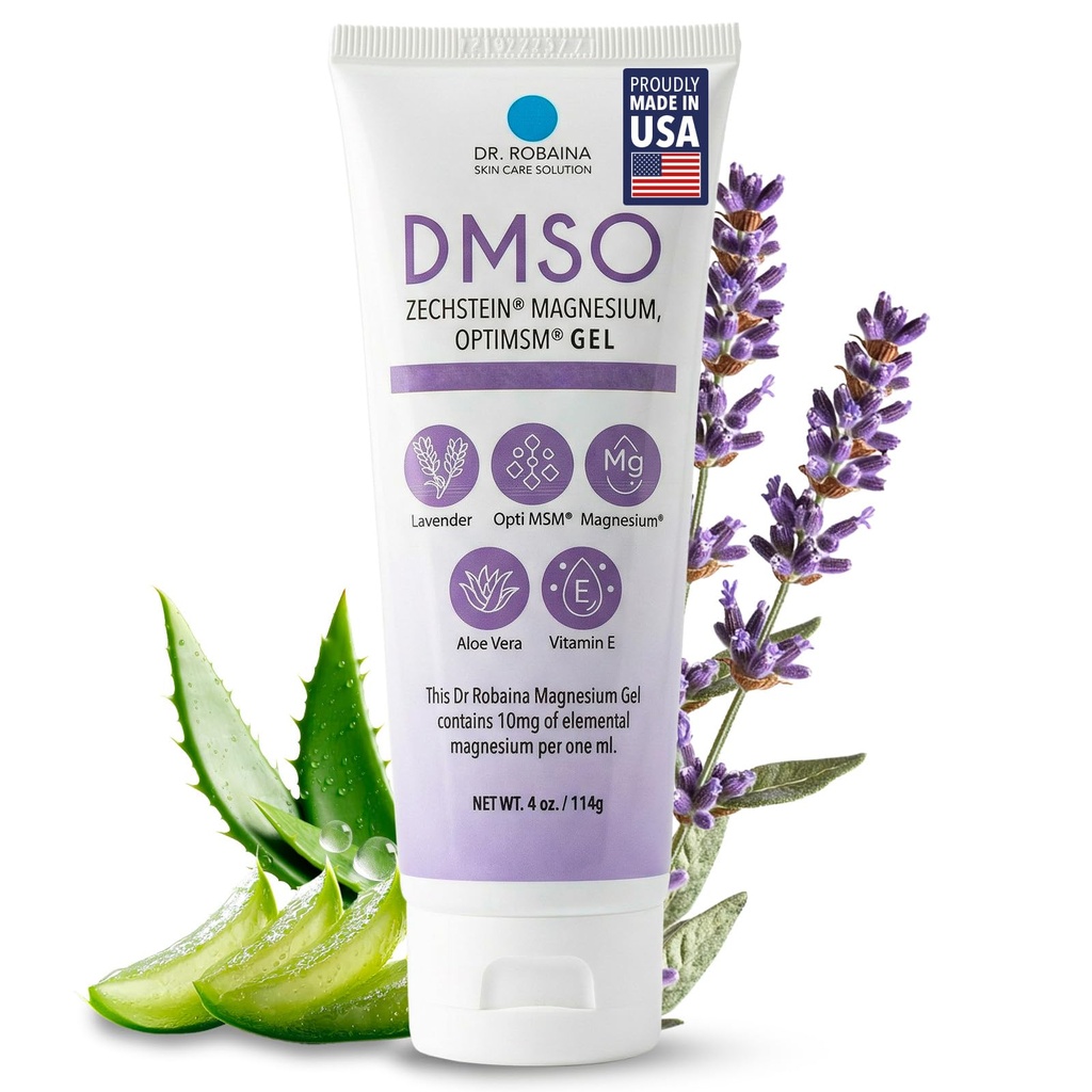 ד"ר Robaina DMSO Lavender Gel - 99.9% Pure פרמצבטיקה טהורה | Skin Relief Formula with Zechstein Magnesium, Arnica, Aloe Vera, ויטמין E | שריר ונוחות משותפת | 4 oz | Made in USA
