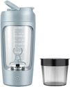 בקבוק חלבון נייד שיקר לחתיכות של Smooth | w/FREE PROTEIN POWDER CUP | Premium Bottle Made from Tritan - BPA Free | 650 מ"ל | תשלום עבור GYM & Sports Enthusiast. (Baby Blue)