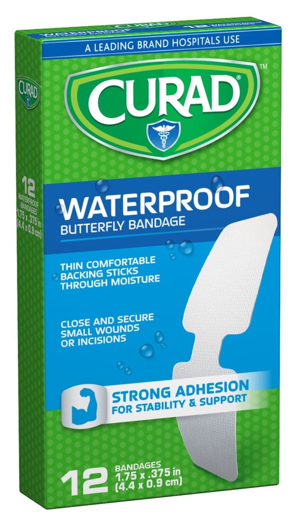 קראד מים עמידים פרפר Adhesive Bandages, 1.75" x .375