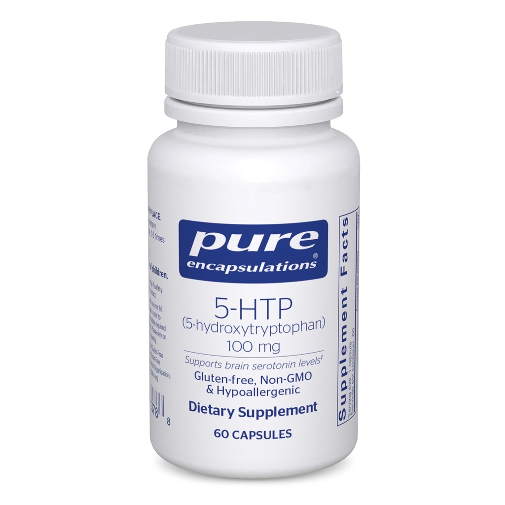 Pure Encapsulations 5HTP 100 מ"ג - בריאות המוח, ניתוח שינה ותמיכה Appetite * - 5-Hydroxytryptophan - Gluten Free & non-GMO - 60 קפסולות
