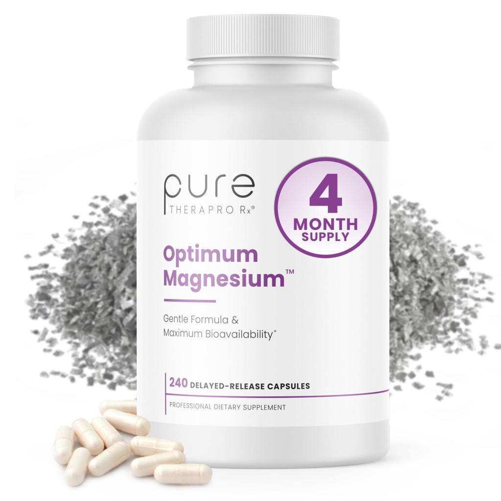 Pure TheraPro Rx Optimum Magnesium Lysinate Glycinate & Di- Magnesium Malate, Made בארה"ב | 4 חודשים אספקה | צ'ח עבור אבסורה מקסימלית, תמיכה בריאות העצם ואנרגיה, 240 הרוזן ספירה
