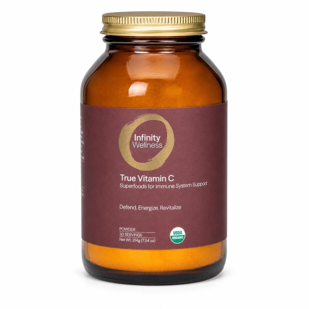 Infinity-C אורגני Whole-Food Sourced ויטמין C אבקת Acerola, Camu Camu & Amla | 1000mg Superfood C | High-Potency | Shilajit, Astragalus Root & הג'ינג'ר | טבעוני, Non-GMO (30 משרתים)