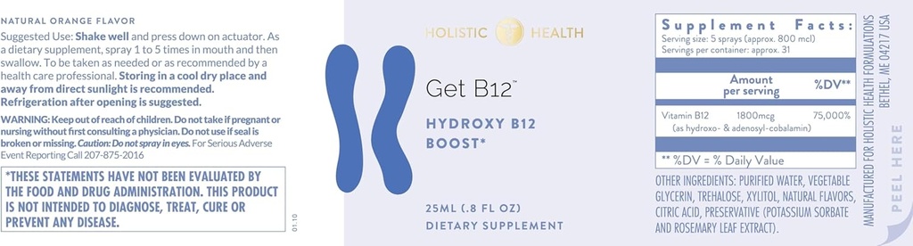 Holistic Health GET B12TM Spray 25ML (.8 FL oz)