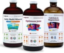 שרירי LIQUIDHEALTH, Bones & Joints נוזל ויטמין Bundle עם Daily Multi מינרלים, Optimum Joint נוזל Glucosamine, ו Calcium & Magnesiums -עצם & Joint Health, אנרגיה, טבעוני, non-GMO