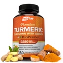 תוספי מזון תזונתייםFlair Turmeric Curcumin עם ג'ינג'ר ו- BioPerine Black Peppers, 180 קפסולות - 95% Curcuminoids - תמיכה משותפת, אנטי-חמצן, אנטי הזדקנות - טבעי, non-GMO, טבעוני הטוב ביותר עוצמה