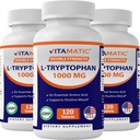 Vitamatic L-Tryptophan 1000 מ"ג טבליות 120 (120 טבליות (Pack of 1) (3 בקבוקים)