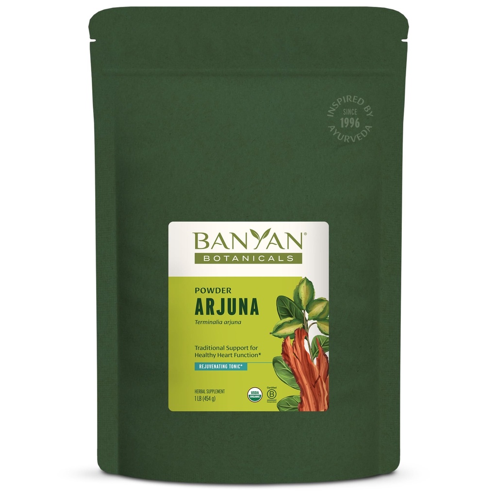 Banyan הבוטנים Arjuna Bark אבקה - אורגני Arjuna (Terminalia Arjuna) - Natural Herbal Heart Health Supplement ו Rejuvenating Tonic * - 1 lb. - Non-GMO Sustainably Sourced טבעוני טבעוני טבעוני טבעוני