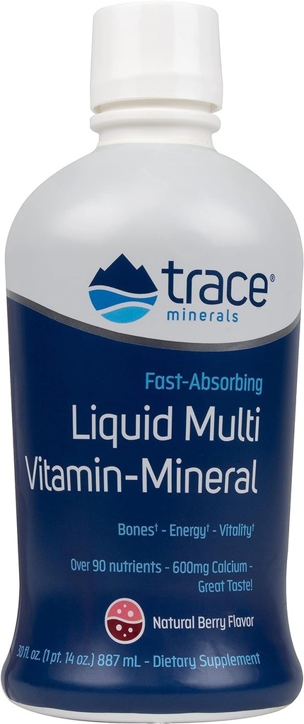 Trace מינרלים נוזלי Multi ויטמין-Mineral - תוסף ויטמין נוזלי לתמיכה בריאות יומית - תמיכה באנרגיה - בריאות העצם - Gluten-Free - ברי - 30 oz (30 משרתים)