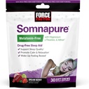 גורם כוח Somnapure מלטונין חינם צ 'יפס, Sleep Aid כדי לשפר את איכות השינה, Sleep Aids עבור מבוגרים עם Affron, Magnesium, L-theanine, Chamomile, Lemon Balm, Dream Berry Flavor, 30 Soft Chews