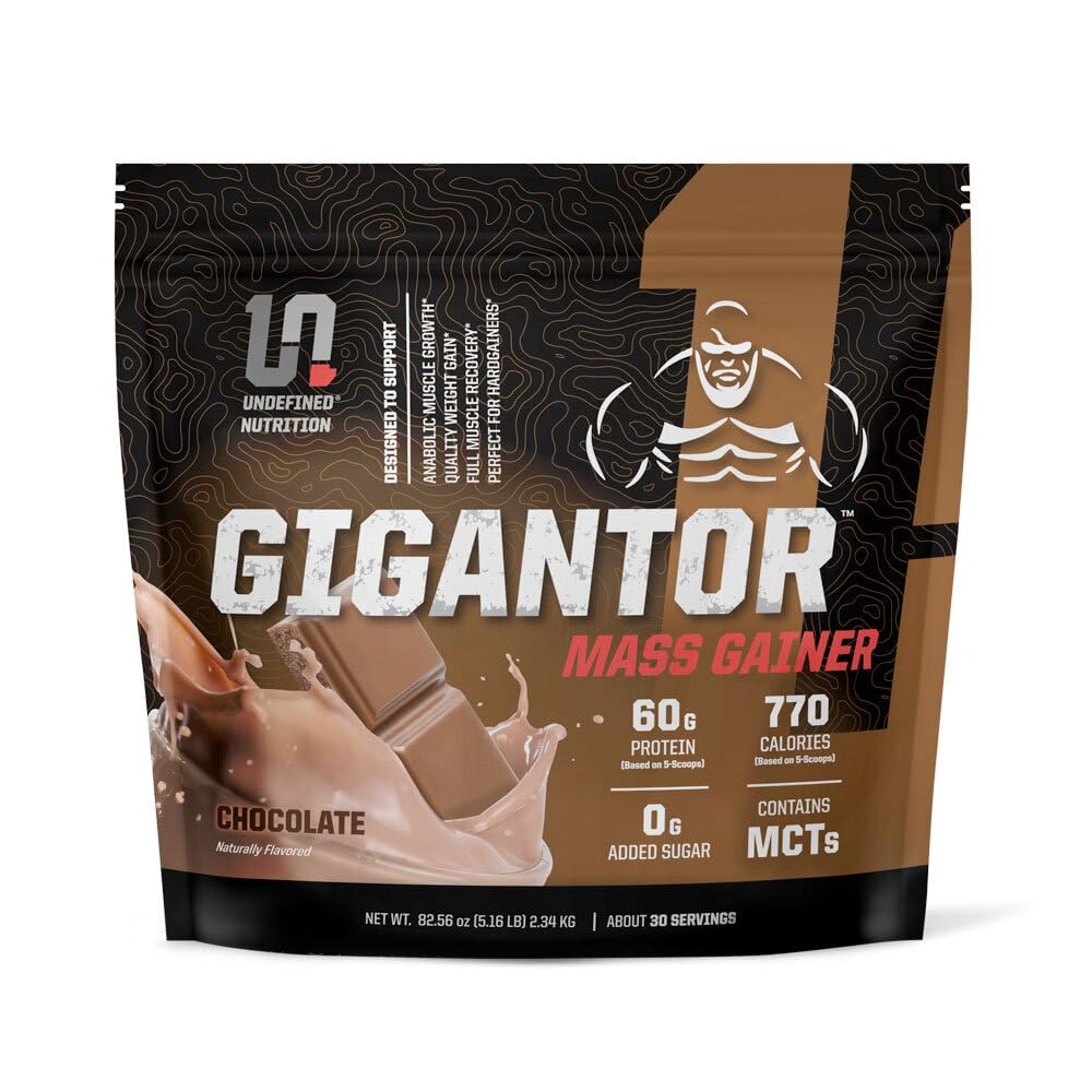 לא מוגדר תזונה Gigantor Mass Gainer על ידי בריאן Shaw (60g חלבון, 30 משרתות, עד 790 איכות קלוריות) - ליברלה מלט קשיח מקבלר עם 5 שלב חלבון בלנדר (5.16 lbs, שוקולד)
