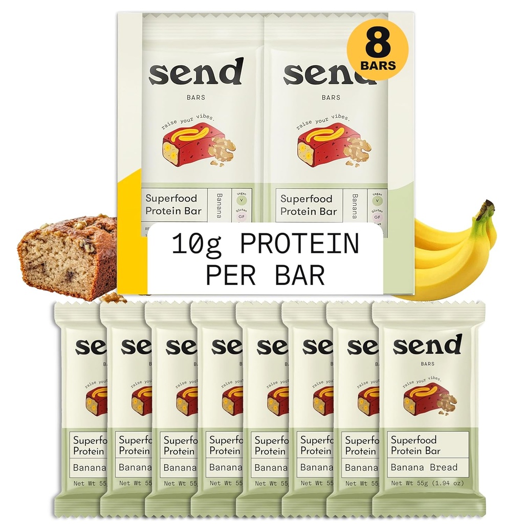 שלח Bars Plant-based fat Bars, with Greens (לחם Banana, 8 Bars) - רק רכיבים אמיתיים, אפס הוסיף סוכר, ללא חלב