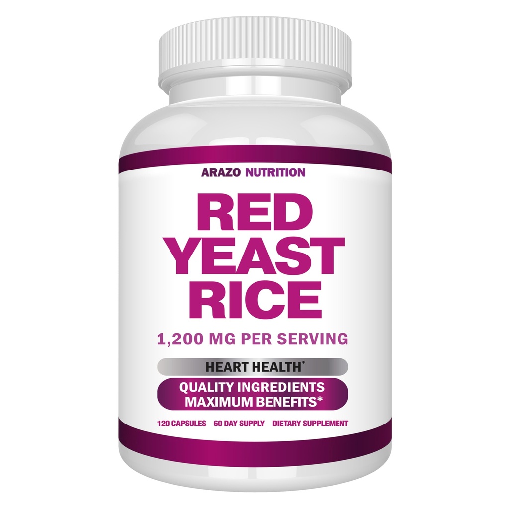 Arazo Nutrition Red Yeast Rice לחלץ 1200 MG - תוסף חינם Citrinin - Vegetarian 120 קפסולות
