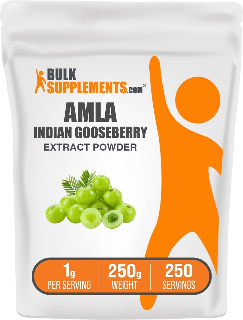 BulkSupplements.com Amla Extraction - הודי אווזברי לחלץ, אבקת Amla - Gluten Free, 1g עבור המשרת, 250g (8.8 oz) (Pack of 1)
