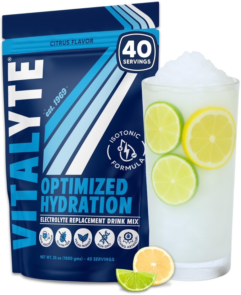 Vitalyte Electrolyte אבקת לשתות Mix, Isotonic Electrolyte hydrotion Mix, Gluten Get Free Post Workout אבקת Mix, Pack of 1, 35 oz., Cool Citrus Flavor