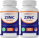 Vitamatic Zinc 50 מ"ג כמו Zinc Gluconate 120 Count - Immunity תוסף (כולל 240 טבליות) - 2 Pack