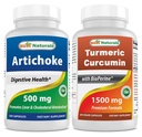 Artichoke לחלץ 10000 מ"ג ו Turmeric Curcumin 1500mg / משרת עם bioperine