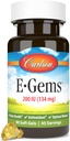 קרלסון E-Gems 200 IU (134 מ"ג), הורמון טבעי ויטמין E, Optimal Wellness, 90 Soft Gels