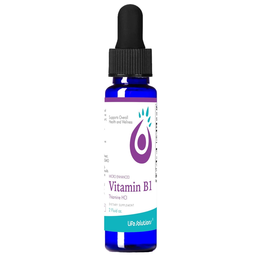 Life Solutions ויטמין B1 Dropper 2 oz - Thiamine B1 תוסף - ויטמין B1 חיוני עבור אנרגיה Boost ו- Nervous System Support - פורמולה נוזלית עבור קיצור קל