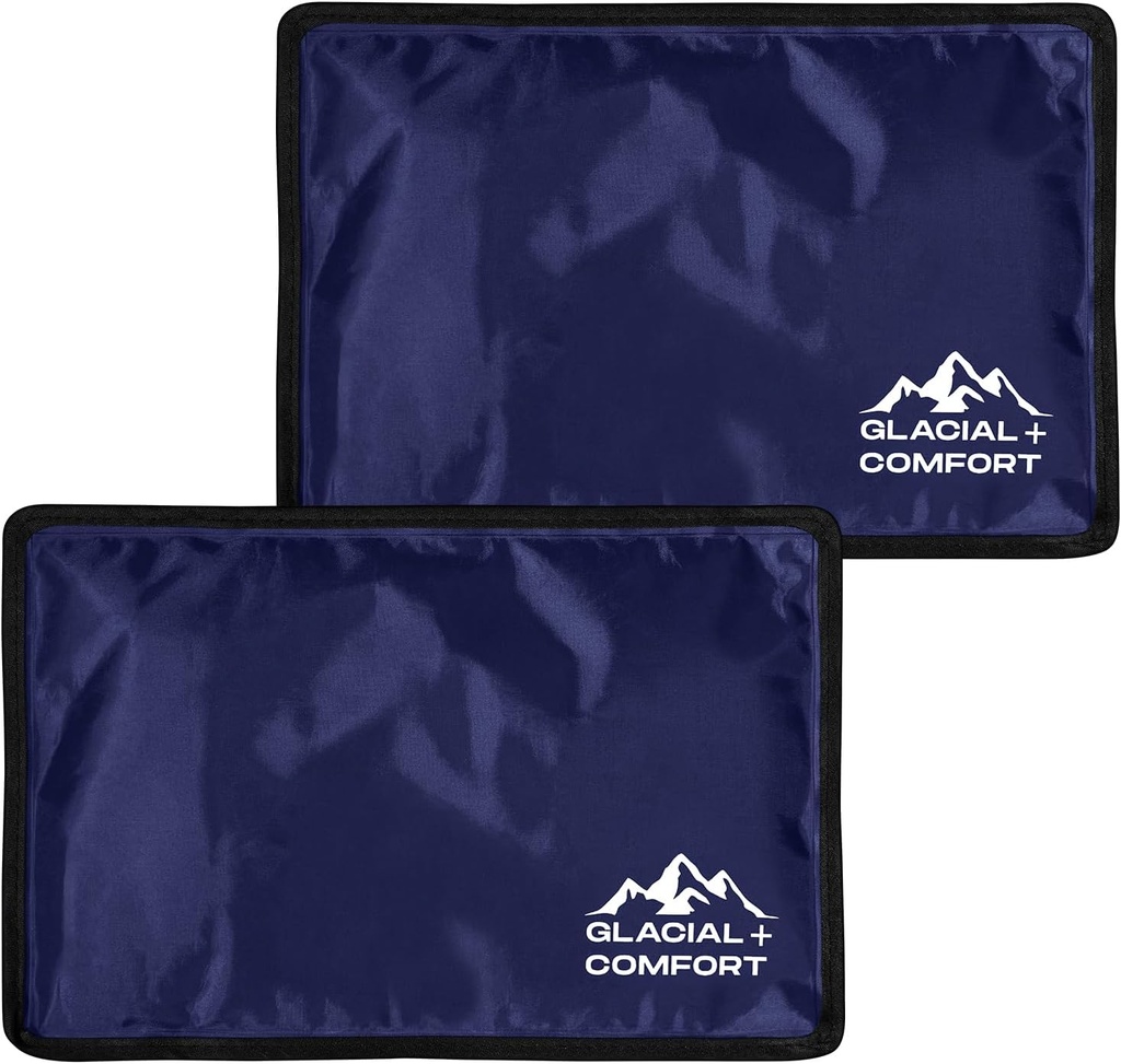 Glacial Comfort Gel Ice Pack for Back Pain - (12 " x 8") Reusable Cold Pads for Hip, Knee, Shoulder Injuries, שריר סטרינס, Migraine & Postpartum Recovery with Flex Technology - לאחר ניתוח.