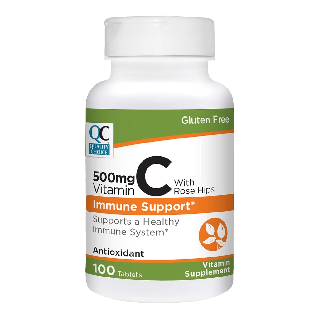 איכות בחירה 500 מ"ג ויטמין C עם Rose hip תוסף Immune System Tablet 100 ספירה בקבוקים