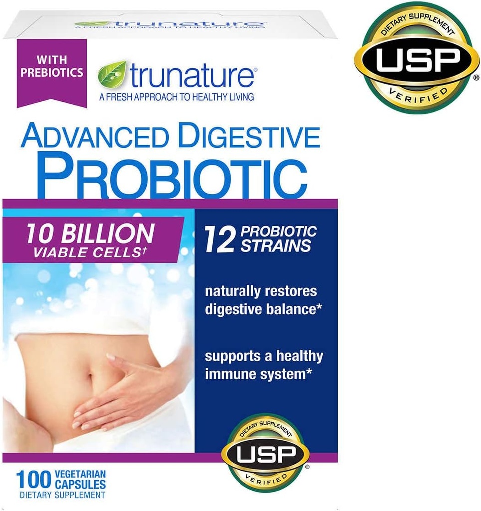 trunature Advanced Digestive Probiotic, 100 קפסולות (3 Pack)