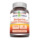 פורמולות מדהימות ברברין עם Ceylon Cinnamon 1200 Mg Per Serve | Premium Complex Supplement | Veggie קפסולות | Non-GMO | Gluten Free | Made in USA (1 Pack | 120 Count)