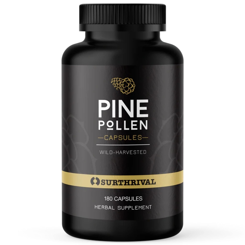 Surthrival: Pine Pollen אבקת קפסולות (180 הרוזן), Wild Harvested, Energy & Endurance שיקום