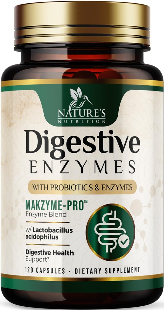 Enzymes - Super Digestive Multi Enzyme Complex for Bloating & Gut Health Support with Bromelain, Papain, Probiotics & Prebiotics - תמיכה בריאות עבור נשים וגברים - 120 קפסולות