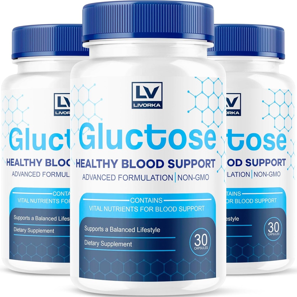 (3 Pack) Gluctose Advanced Blood Support, Gluctose, Gluctose - תוסף תמיכה דם מתקדם, קפסולות תוספת תוסף Gluctose - All Natural Formula, 90 קפסולות במשך 3 חודשים