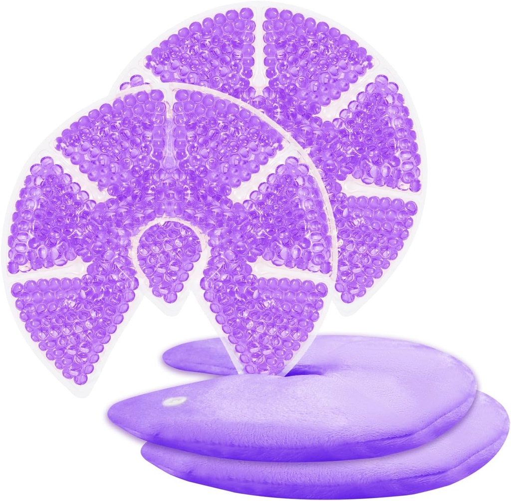 Hot / Cold Breast Gel Bead Ice Packs השד Cooling / Heat Pads הקלה עבור הנקה, כאב סיעוד, Mastitis, אנגורגement, Swelling, Pled duts | Boost Milk Let-Down & הפקה,2 Pack (Purple)