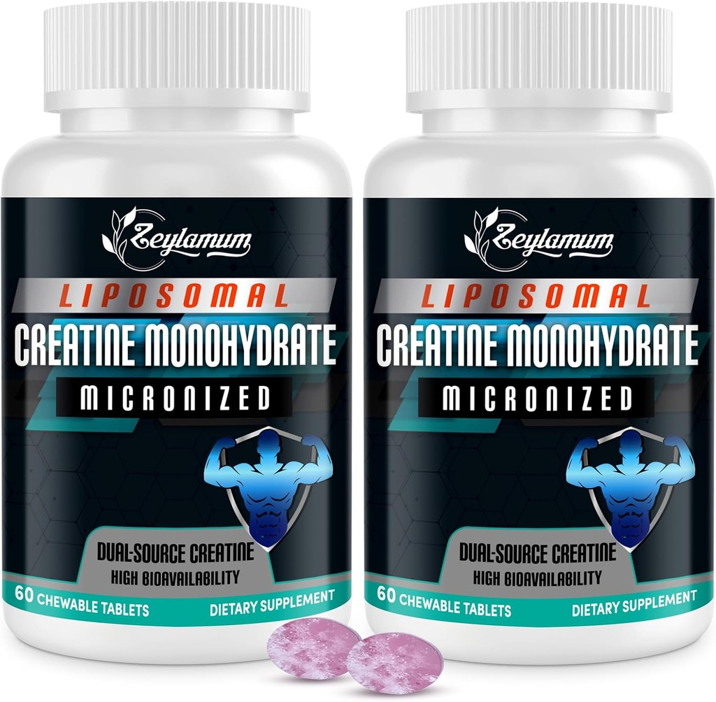 Creatine Chews טבליות לגברים ונשים, Creatine Monohydrate, 99% Absorption with Liposomal & Micronized, 60 משרתים