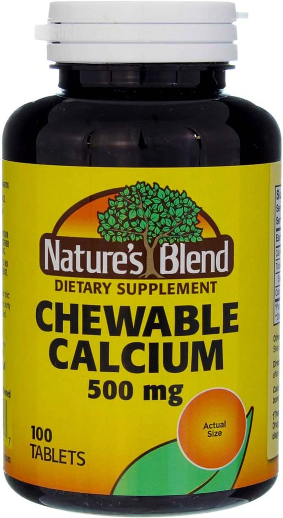 הקערה של הטבע Chewable Calcium 500 מ"ג, 100 טבליות (Pack of 4)