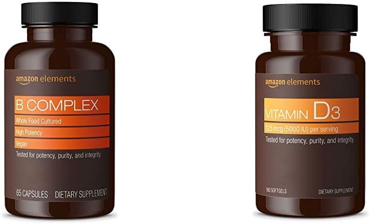 יסודות B Complex (65 קפסולות) ו- Elements ויטמין D3 (180 Softgels)