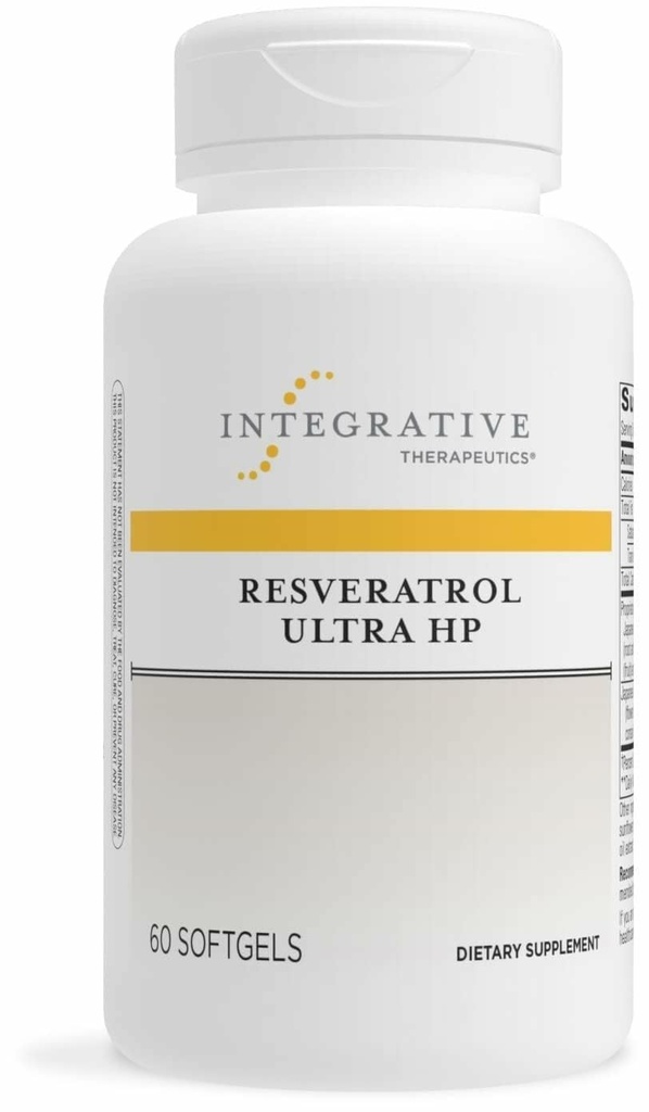 Integrative Therapeutics Resveratrol Ultra HP - תמיכה בריאות הלב עבור תמיכה יומית Antioxidant *- Once-Daily, non-Soy Softgel - Gluten-Free & Milk- 60 Softgels (60 משרתים)