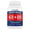 Weider Artery Health Supplement, ויטמין K2 (180mcg) ווויטמין D3 (5000iu), 90 קפסולות Veggie