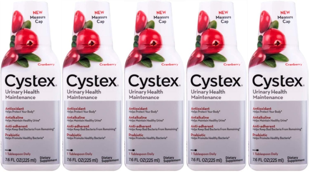 Cystex UTI Prebiotic Cranberry נוזל, Urinary Tract תמיכה עם D-Mannose, ויטמין C ו Bromelain, 7.6 FL OZ (Pack של 5)