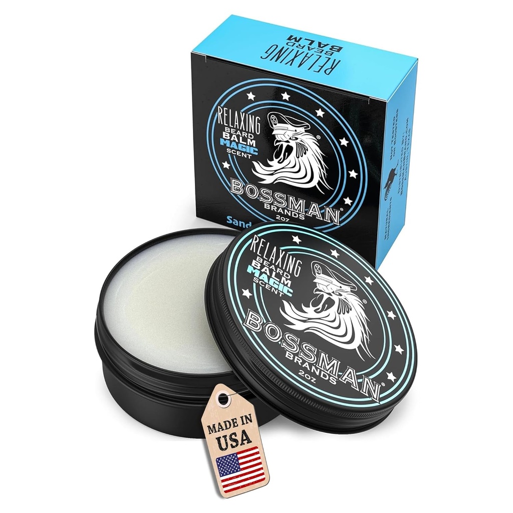 בוסמן מרגיע את Beard Balm for Men (Magic Scent) - Tames, מרגיע, Thickens & Softens for Ultimate Beard Care - Made in USA