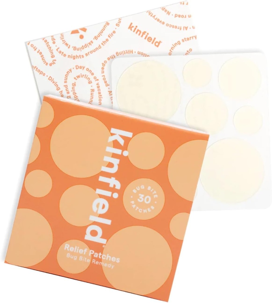 Kinfield באג Bite Remedy Relief Patches - hydrocolloid Skin Soothers Against Itch and Irritation - Cruelty, and Paraben Free - טבעוני לאחר טיפול Bite - 30 x Patches