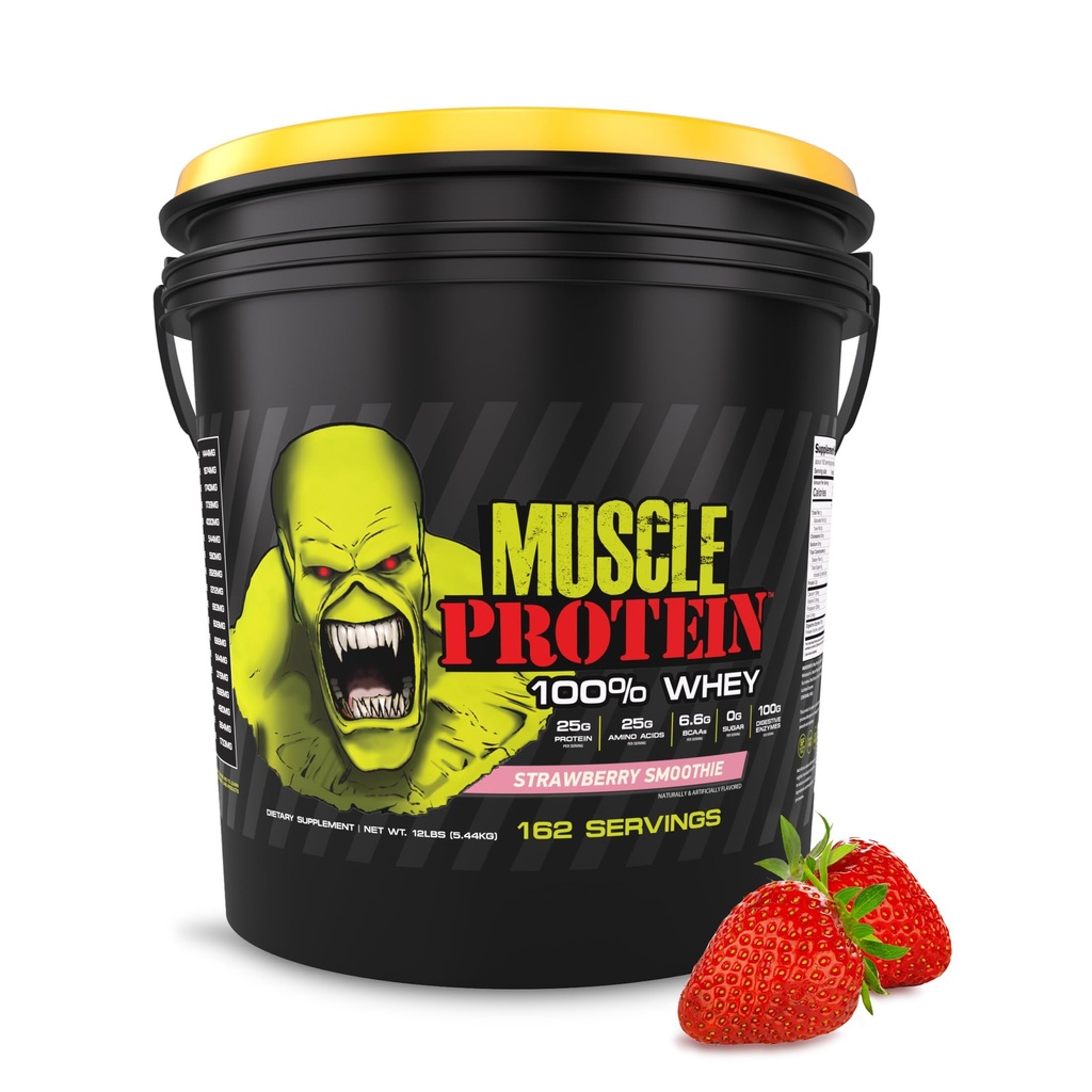 חלבון שרירי של COLOSSAL LABS אבקת Whey [12 lbs / Pack של 1] - קר מסנן, 25g חלבון טהור, 6.6g BCAAs (Packaging May Vary) (12LB, Strawberry)