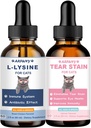 Lysine for Cats & Tear Stain Remover - תומך בתפקוד חזותי רגיל, Tear Stain Elimination, Cold Relief - Cat Respiratory and Eye זיהומים עבור Runny Nose ו- Watery Eyes
